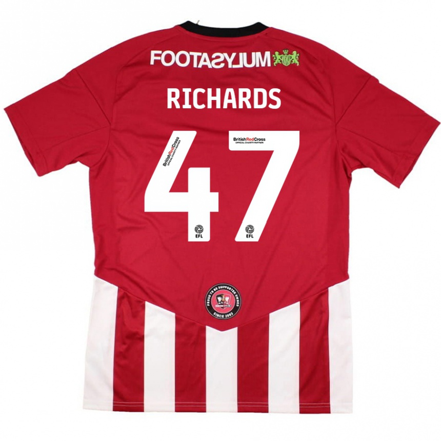 Niño Fútbol Camiseta Jake Richards #47 Rojo Blanco 1ª Equipación 2024/25