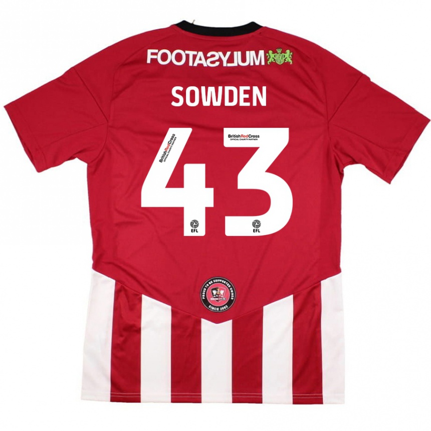 Niño Fútbol Camiseta Andrew Sowden #43 Rojo Blanco 1ª Equipación 2024/25