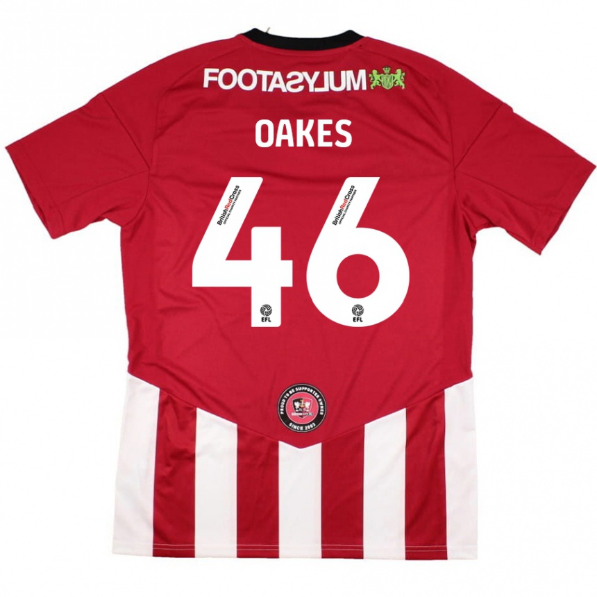 Niño Fútbol Camiseta Liam Oakes #46 Rojo Blanco 1ª Equipación 2024/25