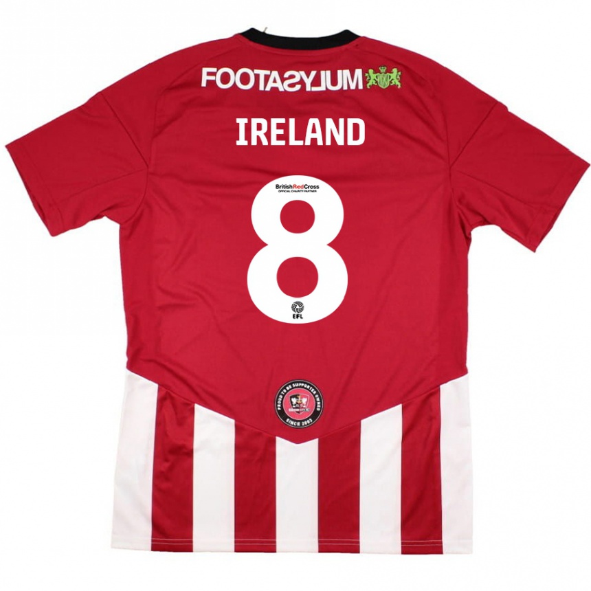 Niño Fútbol Camiseta Beth Ireland #8 Rojo Blanco 1ª Equipación 2024/25