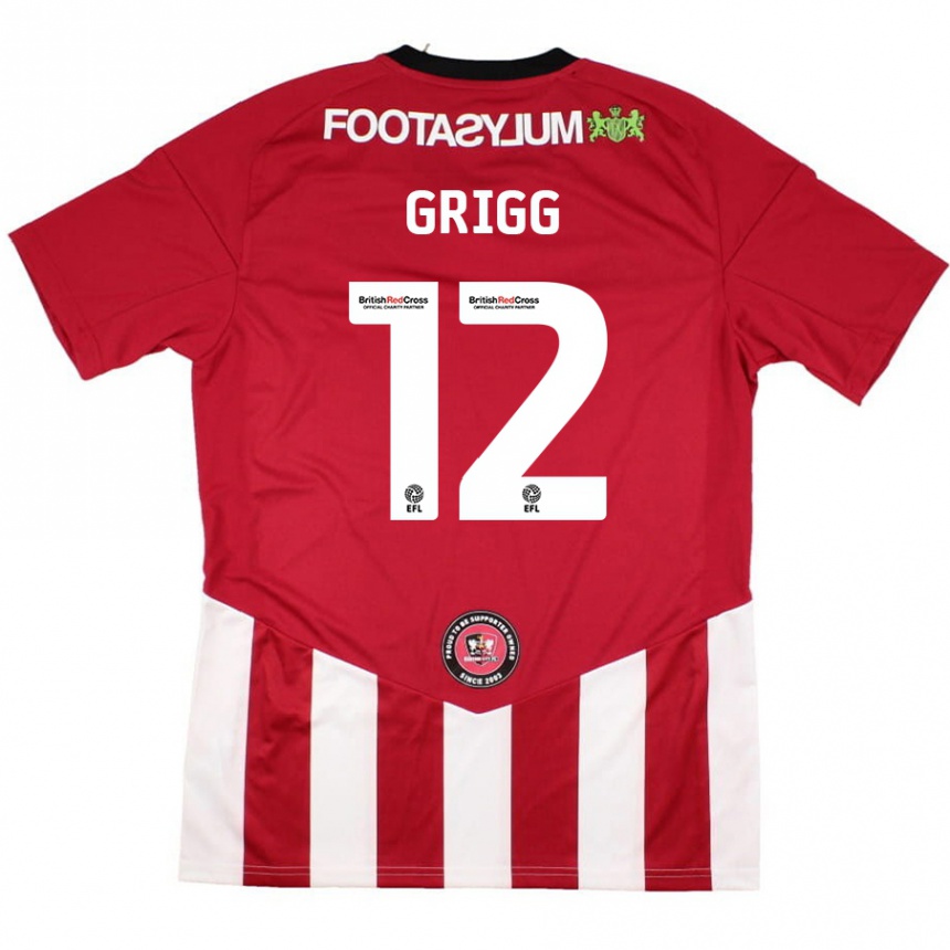 Niño Fútbol Camiseta Katie Grigg #12 Rojo Blanco 1ª Equipación 2024/25