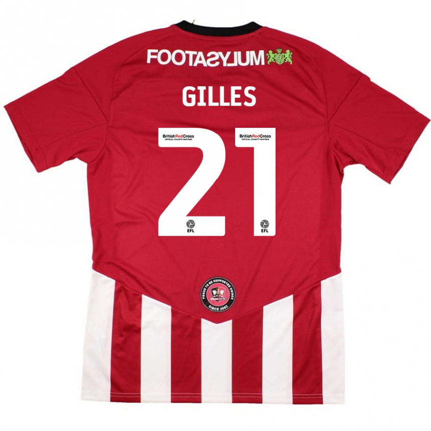 Niño Fútbol Camiseta Sophie Gilles #21 Rojo Blanco 1ª Equipación 2024/25