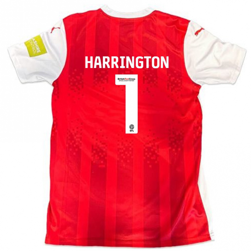 Niño Fútbol Camiseta David Harrington #1 Rojo Blanco 1ª Equipación 2024/25