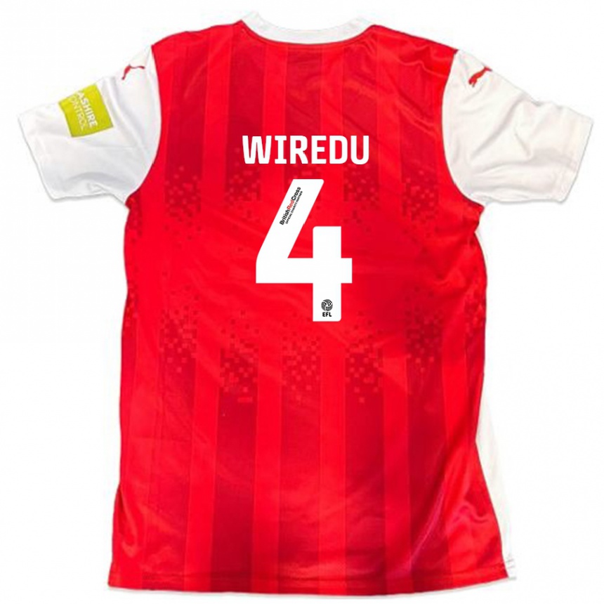 Niño Fútbol Camiseta Brendan Wiredu #4 Rojo Blanco 1ª Equipación 2024/25