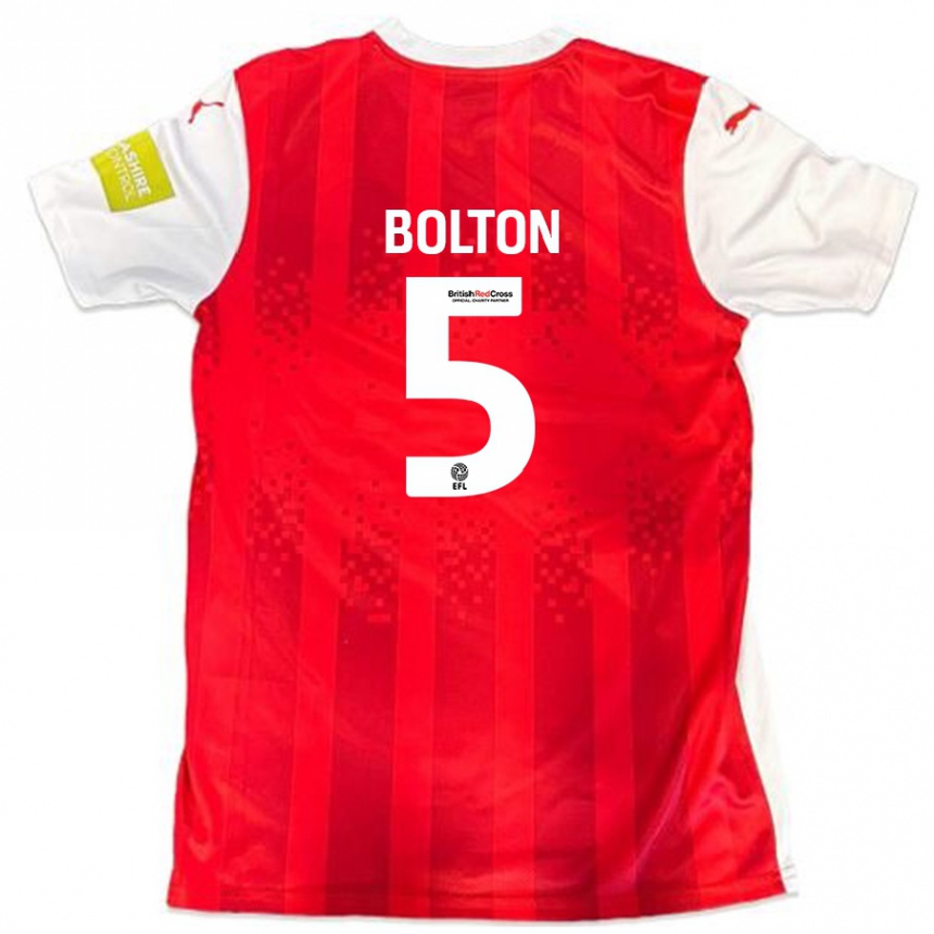 Niño Fútbol Camiseta James Bolton #5 Rojo Blanco 1ª Equipación 2024/25