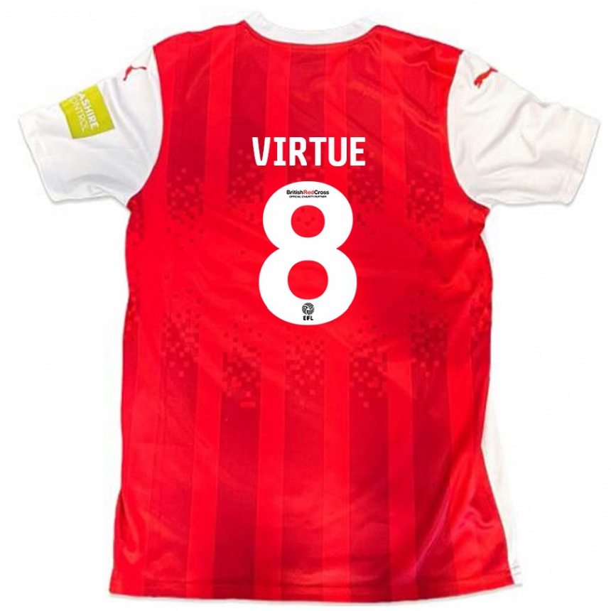 Niño Fútbol Camiseta Matty Virtue #8 Rojo Blanco 1ª Equipación 2024/25