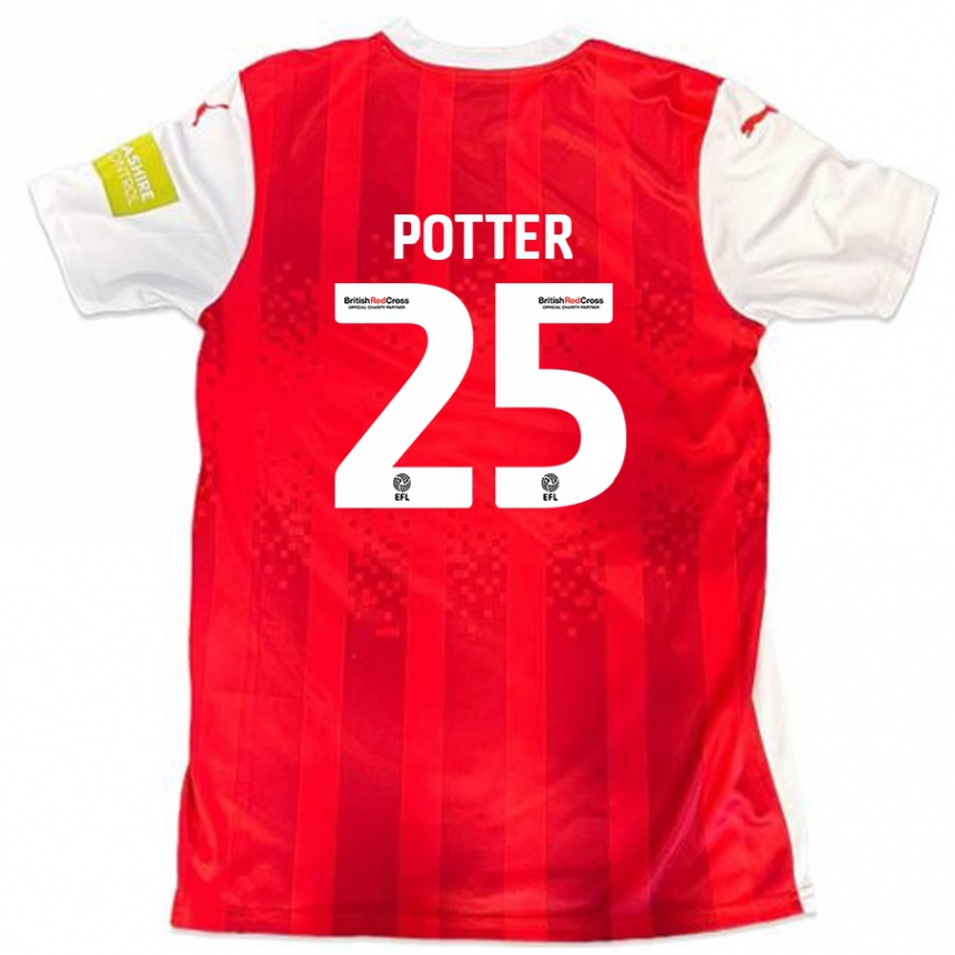 Niño Fútbol Camiseta Finley Potter #25 Rojo Blanco 1ª Equipación 2024/25