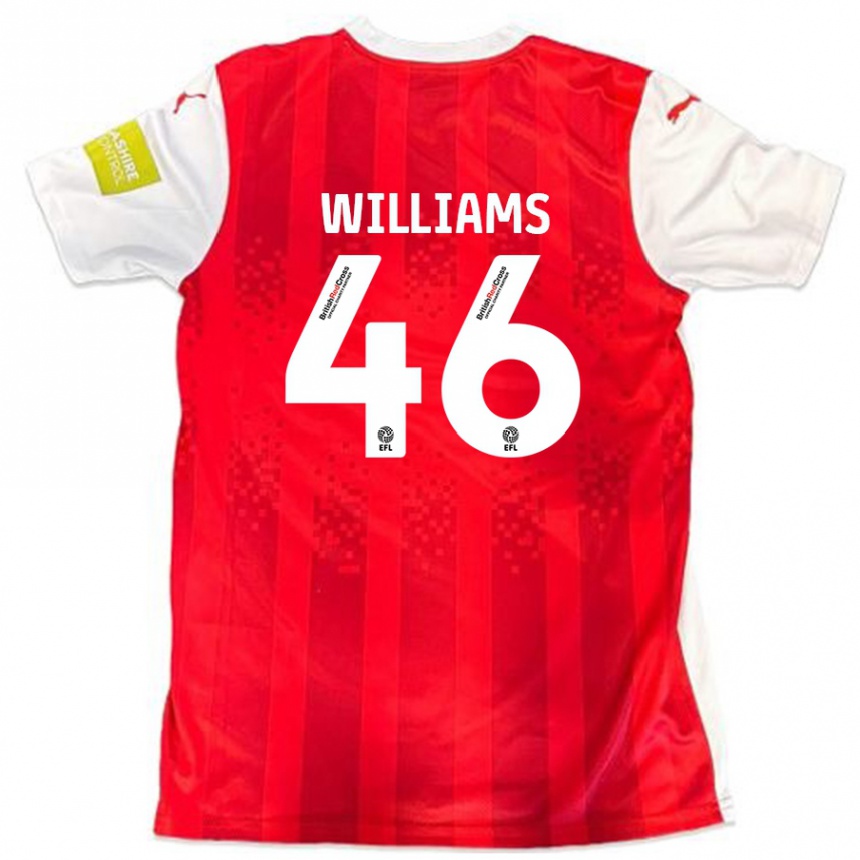 Niño Fútbol Camiseta Theo Williams #46 Rojo Blanco 1ª Equipación 2024/25