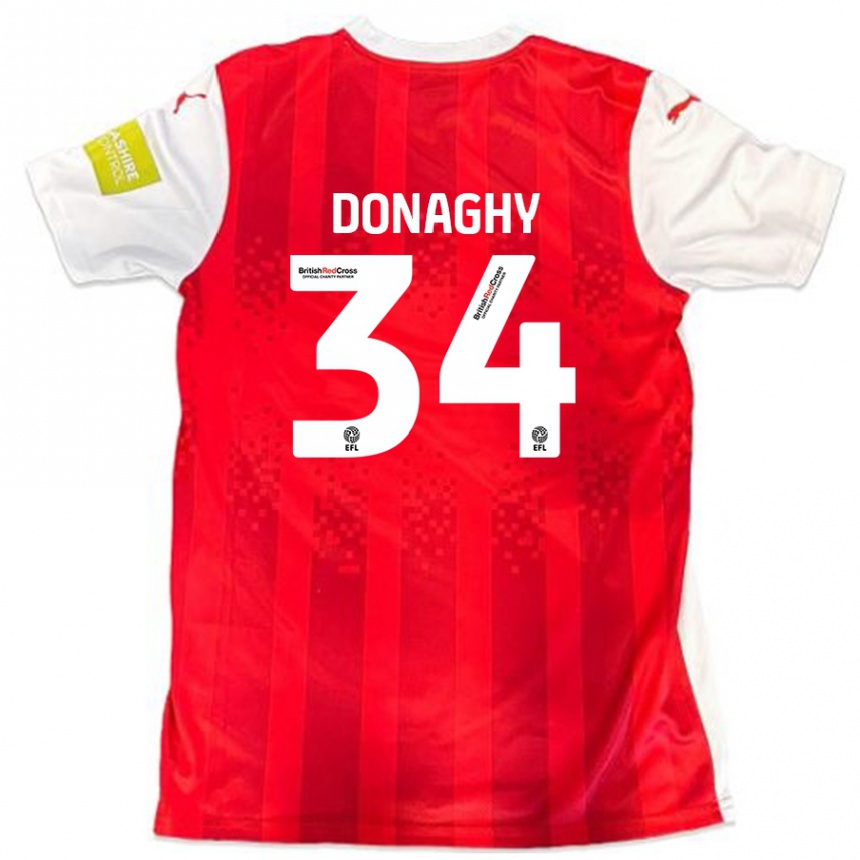 Niño Fútbol Camiseta Tom Donaghy #34 Rojo Blanco 1ª Equipación 2024/25