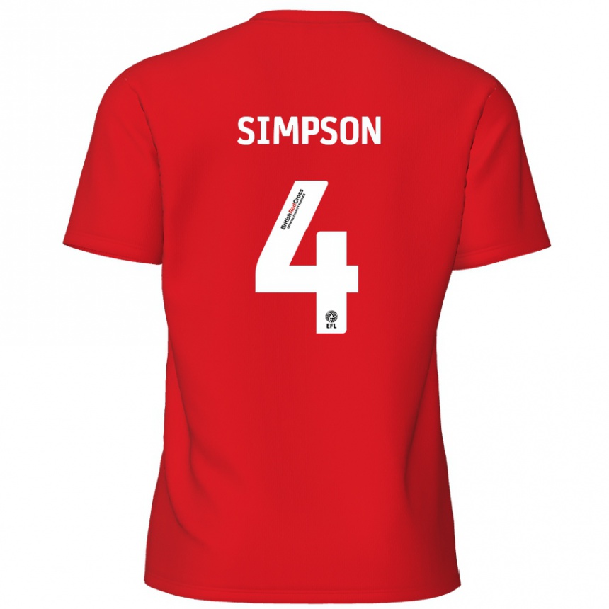 Niño Fútbol Camiseta Jack Simpson #4 Rojo 1ª Equipación 2024/25