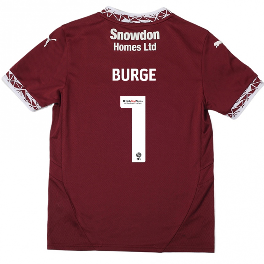 Niño Fútbol Camiseta Lee Burge #1 Borgoña 1ª Equipación 2024/25