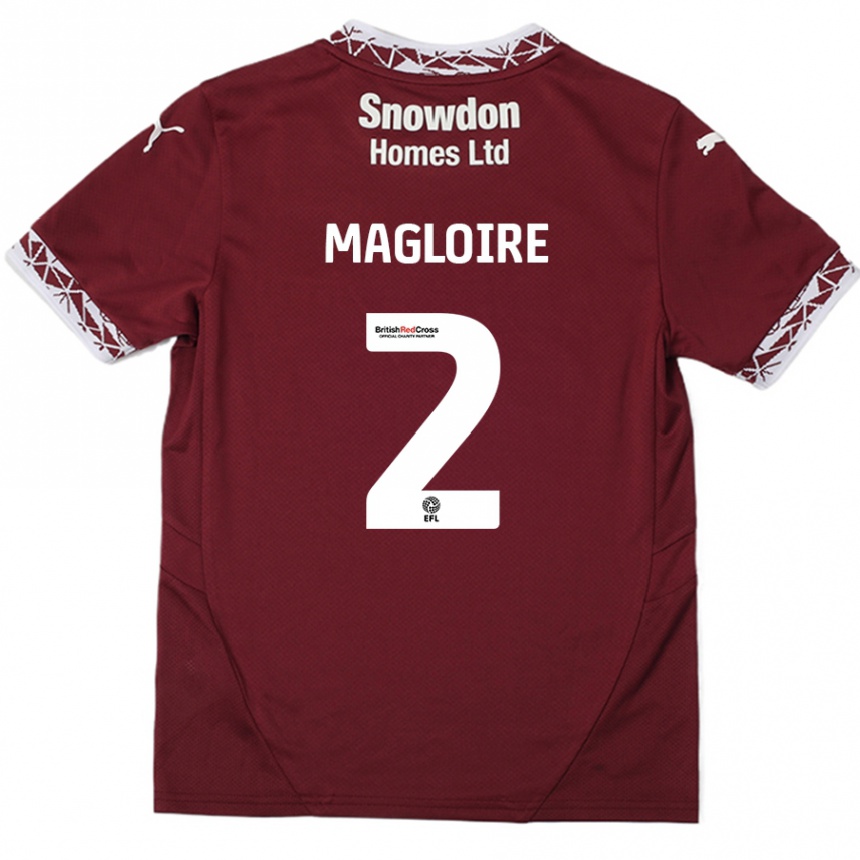 Niño Fútbol Camiseta Tyler Magloire #2 Borgoña 1ª Equipación 2024/25