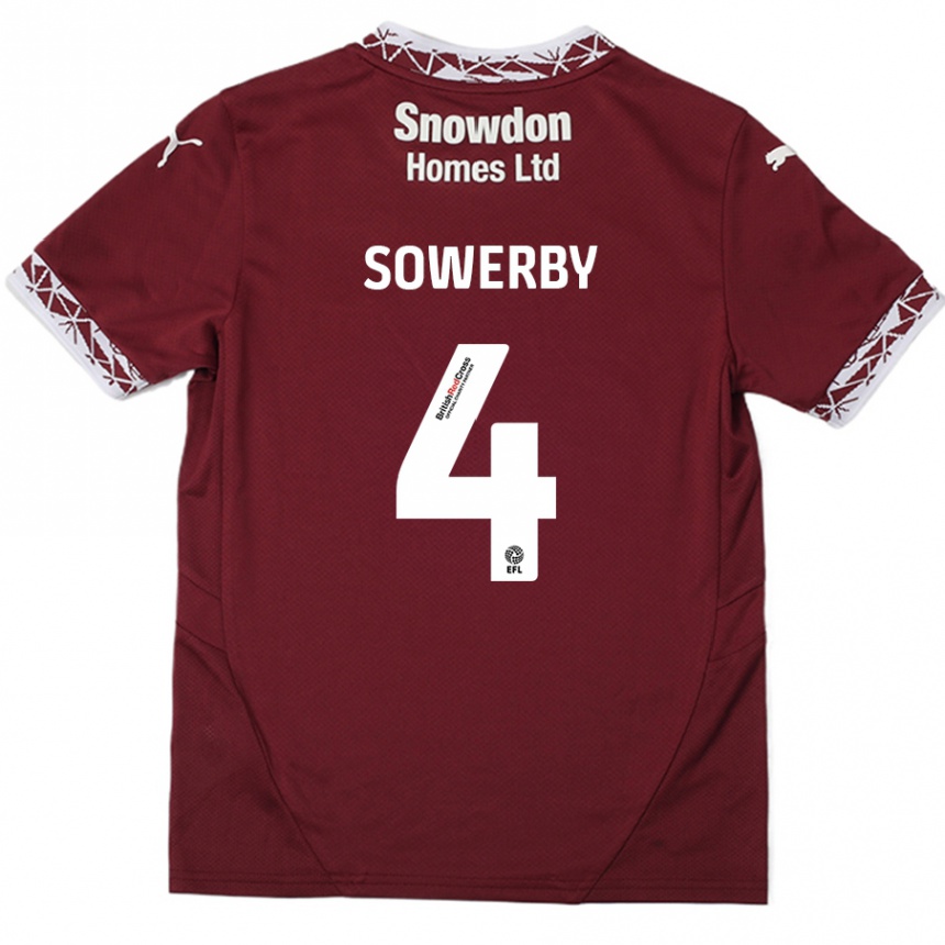 Niño Fútbol Camiseta Jack Sowerby #4 Borgoña 1ª Equipación 2024/25