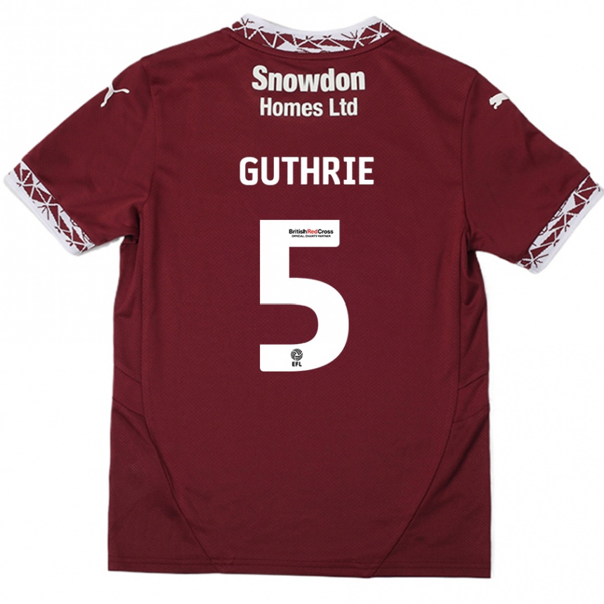 Niño Fútbol Camiseta Jon Guthrie #5 Borgoña 1ª Equipación 2024/25