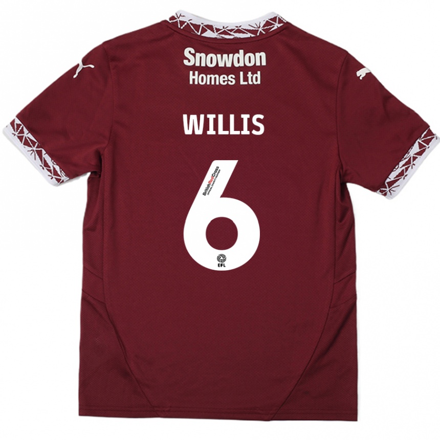 Niño Fútbol Camiseta Jordan Willis #6 Borgoña 1ª Equipación 2024/25