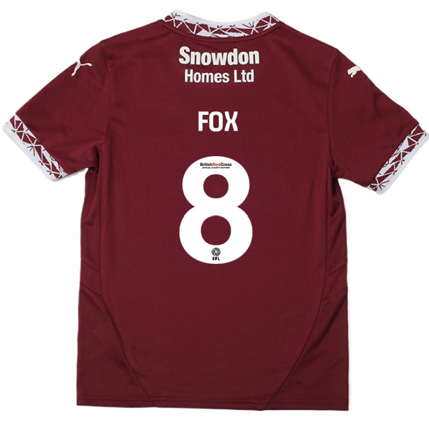 Niño Fútbol Camiseta Ben Fox #8 Borgoña 1ª Equipación 2024/25