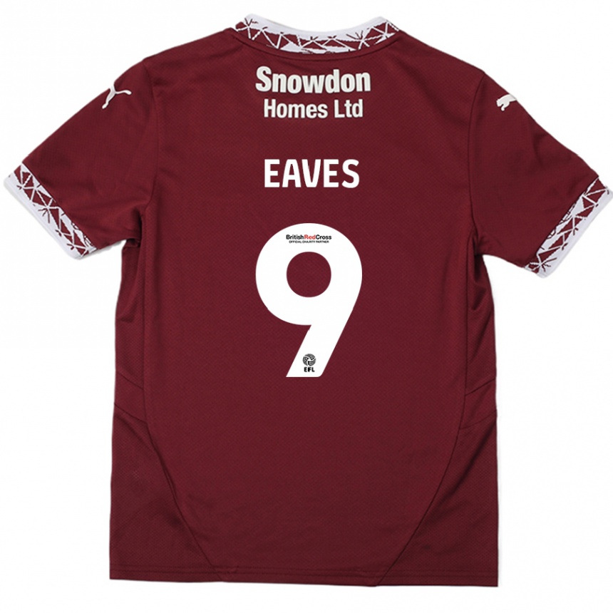 Niño Fútbol Camiseta Tom Eaves #9 Borgoña 1ª Equipación 2024/25