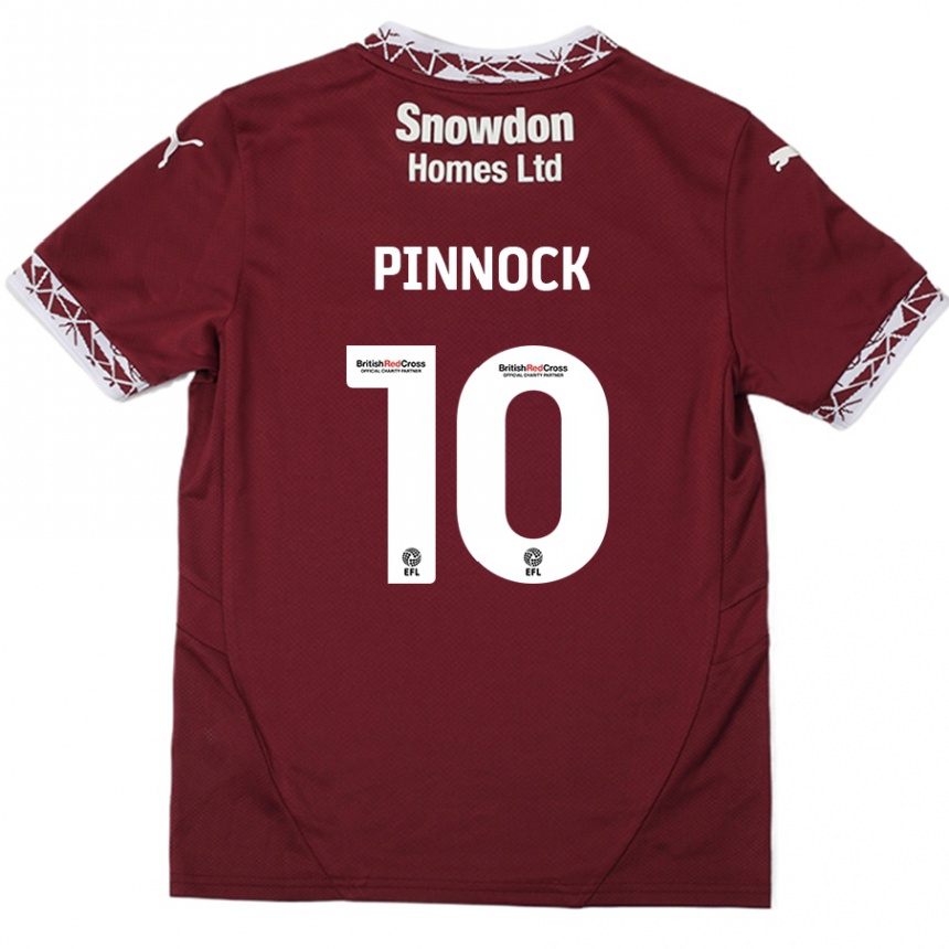 Niño Fútbol Camiseta Mitch Pinnock #10 Borgoña 1ª Equipación 2024/25