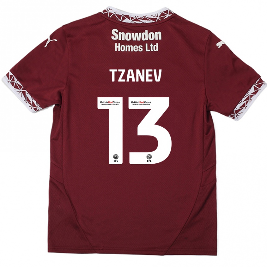 Niño Fútbol Camiseta Nik Tzanev #13 Borgoña 1ª Equipación 2024/25