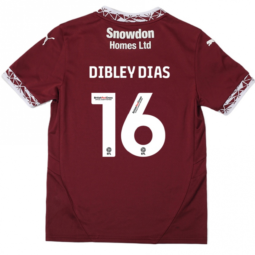 Niño Fútbol Camiseta Matt Dibley-Dias #16 Borgoña 1ª Equipación 2024/25