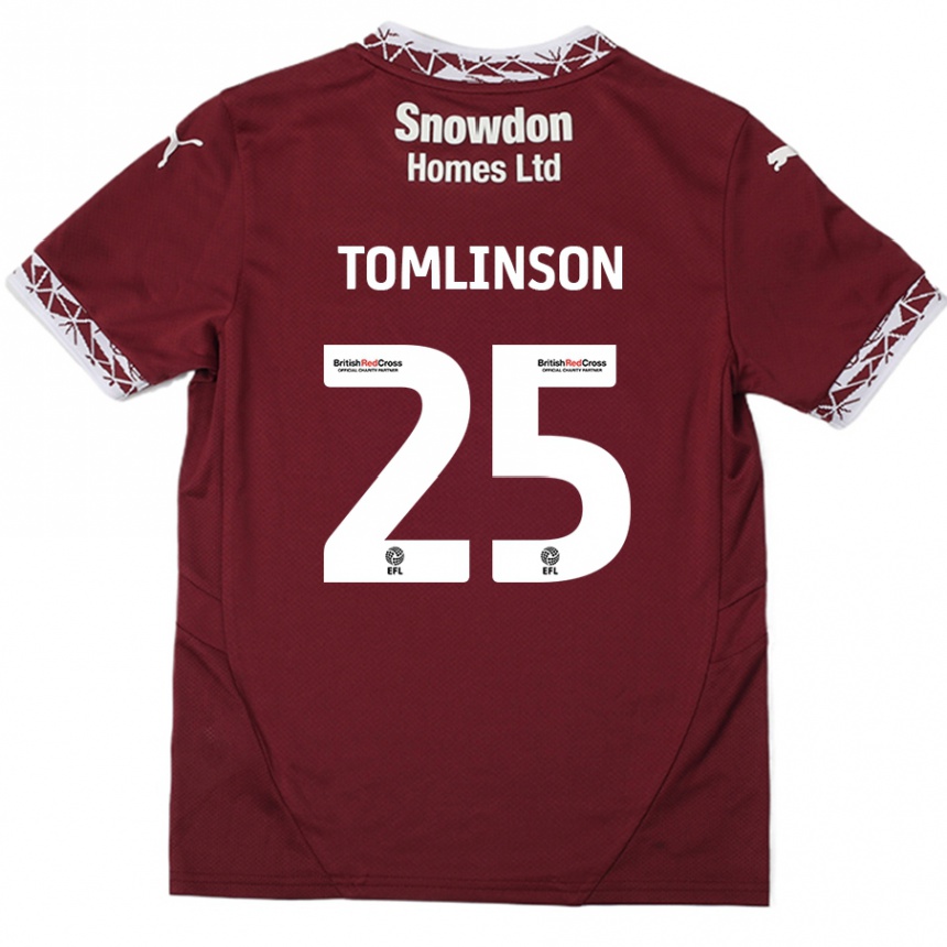 Niño Fútbol Camiseta Josh Tomlinson #25 Borgoña 1ª Equipación 2024/25