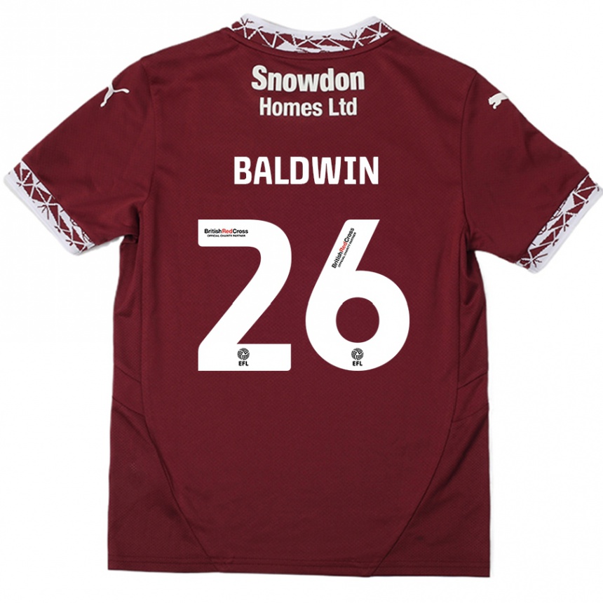 Niño Fútbol Camiseta Jack Baldwin #26 Borgoña 1ª Equipación 2024/25