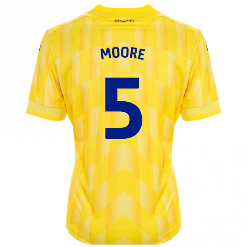 Niño Fútbol Camiseta Elliott Moore #5 Amarillo 1ª Equipación 2024/25