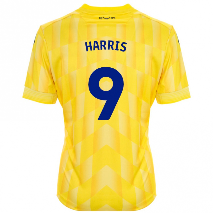 Niño Fútbol Camiseta Mark Harris #9 Amarillo 1ª Equipación 2024/25