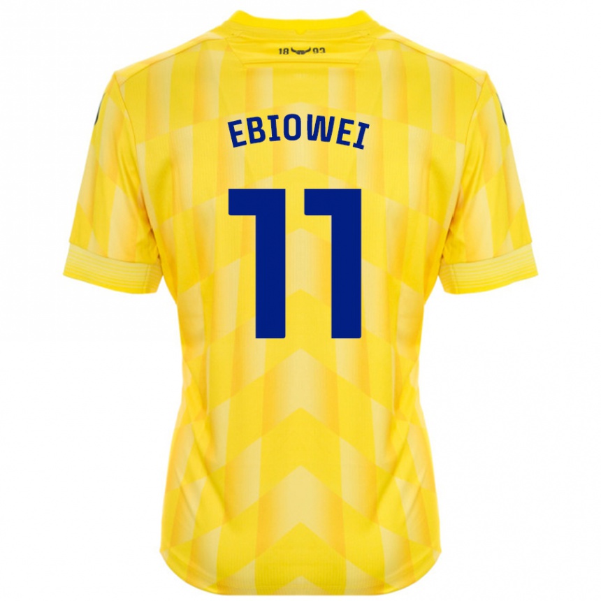 Niño Fútbol Camiseta Malcolm Ebiowei #11 Amarillo 1ª Equipación 2024/25