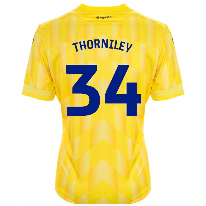 Niño Fútbol Camiseta Jordan Thorniley #34 Amarillo 1ª Equipación 2024/25