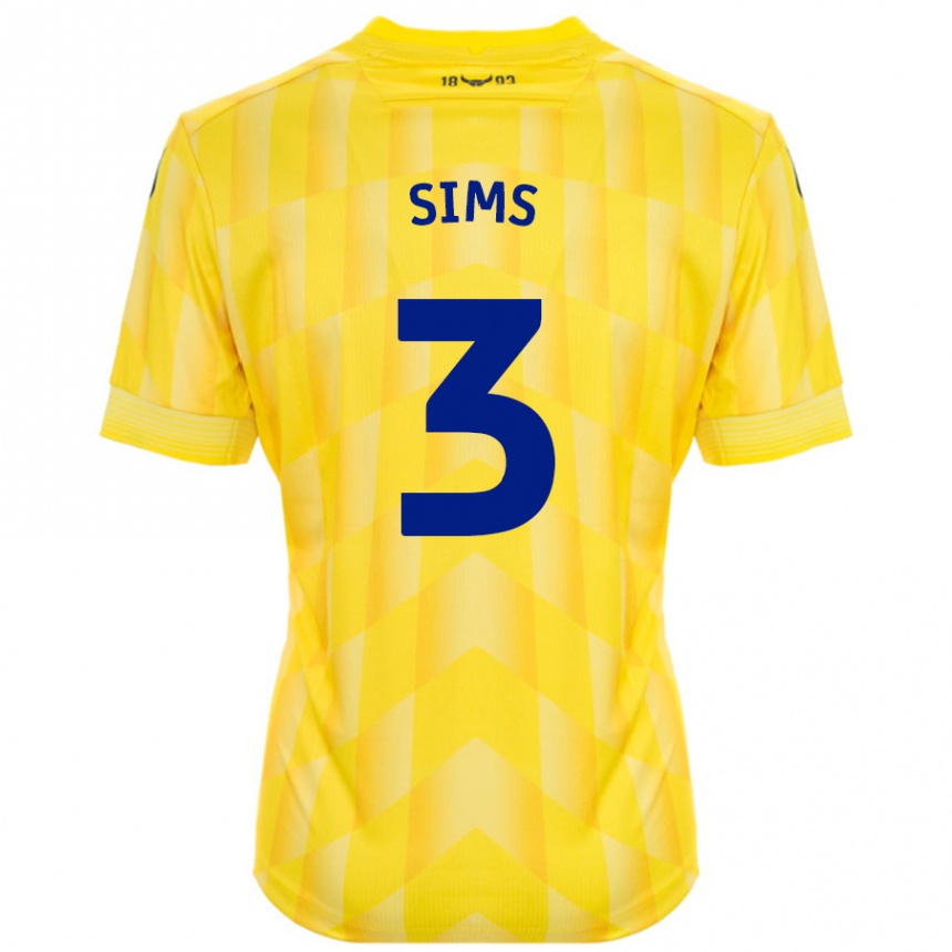 Niño Fútbol Camiseta Gemma Sims #3 Amarillo 1ª Equipación 2024/25