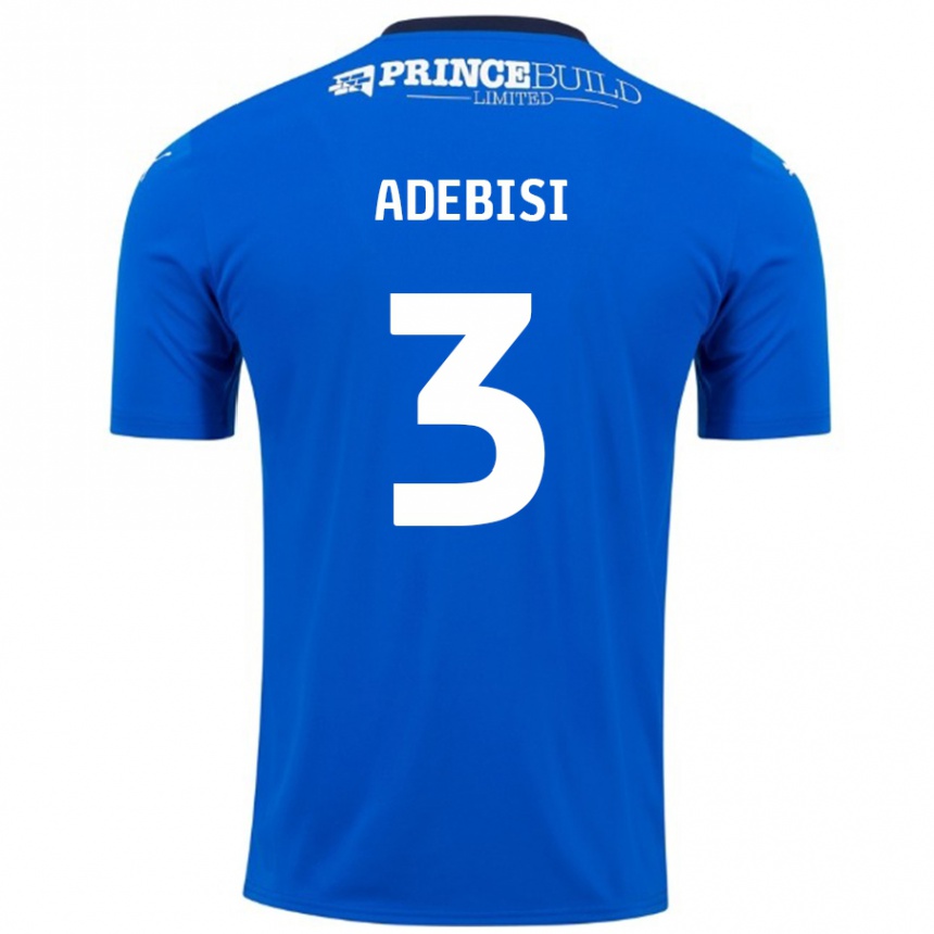 Niño Fútbol Camiseta Rio Adebisi #3 Azul Blanco 1ª Equipación 2024/25