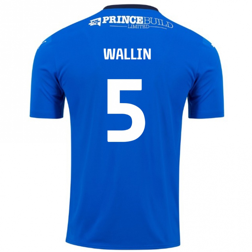 Niño Fútbol Camiseta Oscar Wallin #5 Azul Blanco 1ª Equipación 2024/25