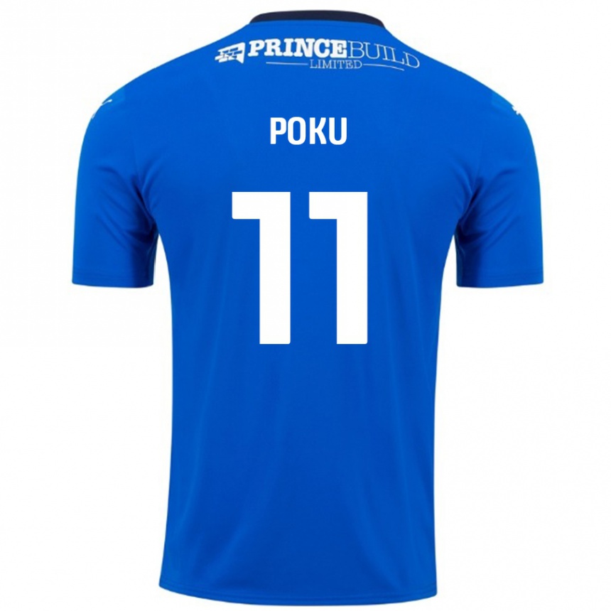 Niño Fútbol Camiseta Kwame Poku #11 Azul Blanco 1ª Equipación 2024/25