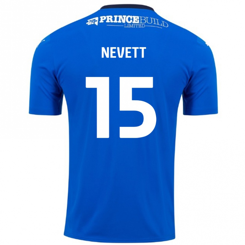 Niño Fútbol Camiseta George Nevett #15 Azul Blanco 1ª Equipación 2024/25