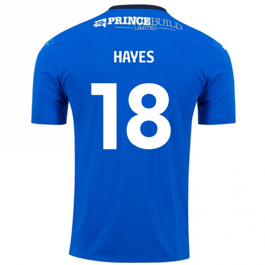 Niño Fútbol Camiseta Cian Hayes #18 Azul Blanco 1ª Equipación 2024/25