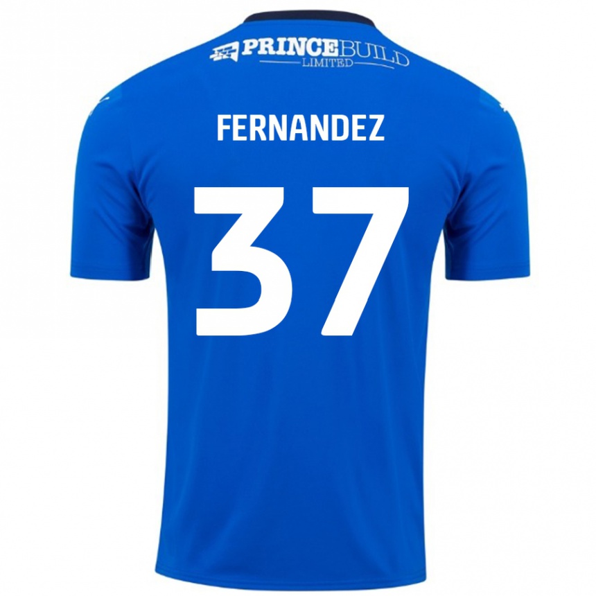 Niño Fútbol Camiseta Emmanuel Fernandez #37 Azul Blanco 1ª Equipación 2024/25