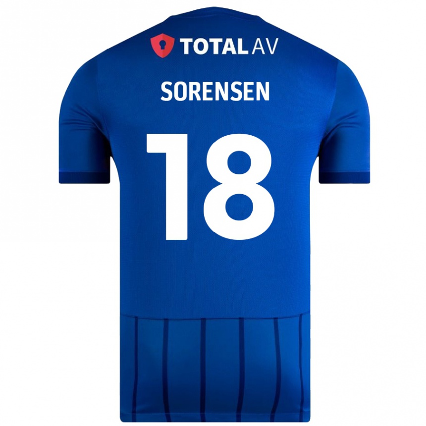 Niño Fútbol Camiseta Elias Sørensen #18 Azul 1ª Equipación 2024/25