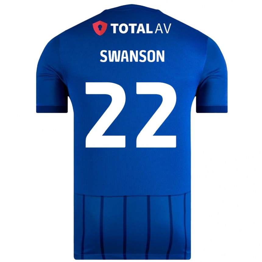 Niño Fútbol Camiseta Zak Swanson #22 Azul 1ª Equipación 2024/25