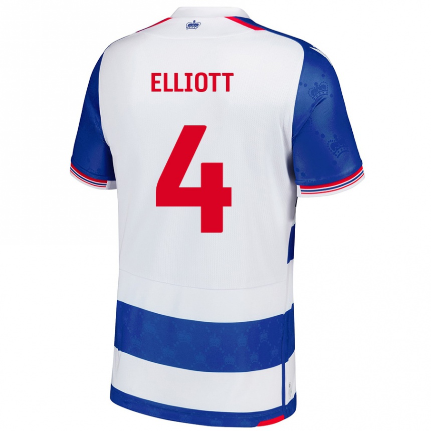 Niño Fútbol Camiseta Ben Elliott #4 Azul Blanco 1ª Equipación 2024/25