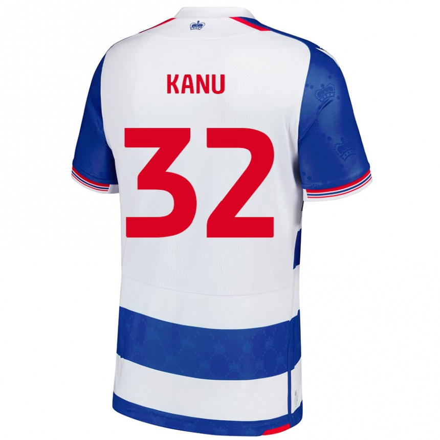 Niño Fútbol Camiseta Abraham Kanu #32 Azul Blanco 1ª Equipación 2024/25