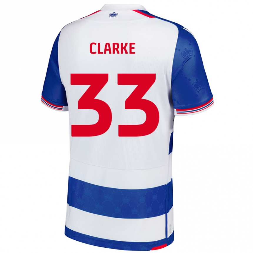 Niño Fútbol Camiseta John Clarke #33 Azul Blanco 1ª Equipación 2024/25