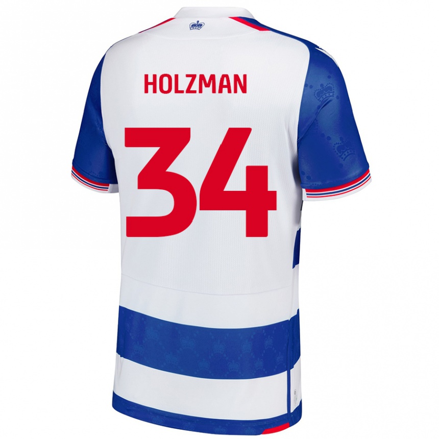 Niño Fútbol Camiseta Louie Holzman #34 Azul Blanco 1ª Equipación 2024/25