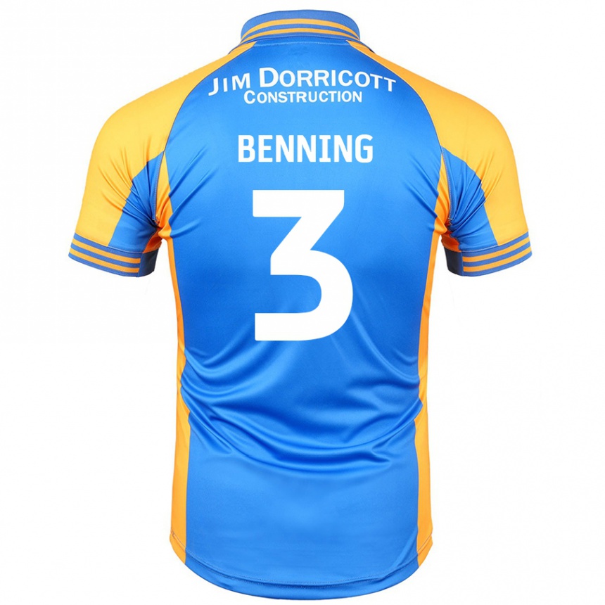 Niño Fútbol Camiseta Mal Benning #3 Azul Ámbar 1ª Equipación 2024/25