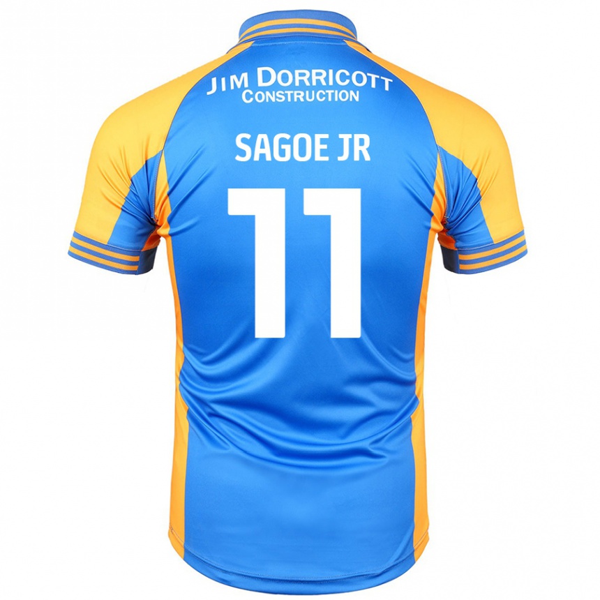 Niño Fútbol Camiseta Charles Sagoe Jr #11 Azul Ámbar 1ª Equipación 2024/25