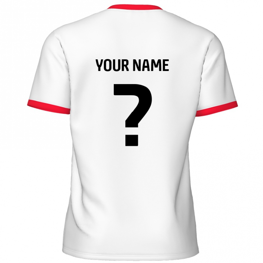 Niño Fútbol Camiseta Su Nombre #0 Blanco Rojo 1ª Equipación 2024/25