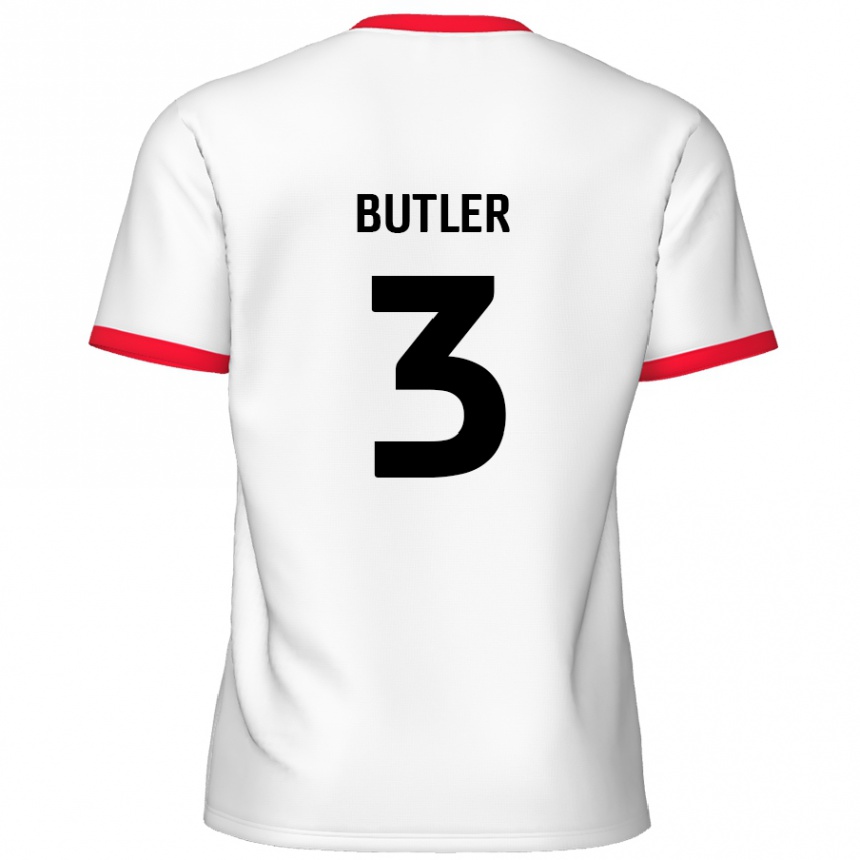 Niño Fútbol Camiseta Dan Butler #3 Blanco Rojo 1ª Equipación 2024/25