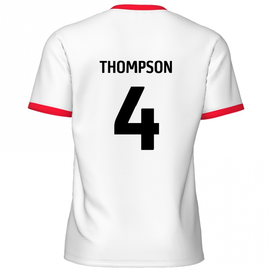 Niño Fútbol Camiseta Nathan Thompson #4 Blanco Rojo 1ª Equipación 2024/25