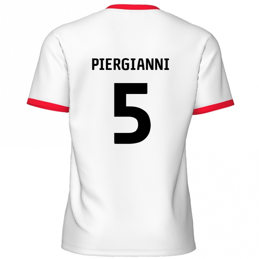 Niño Fútbol Camiseta Carl Piergianni #5 Blanco Rojo 1ª Equipación 2024/25