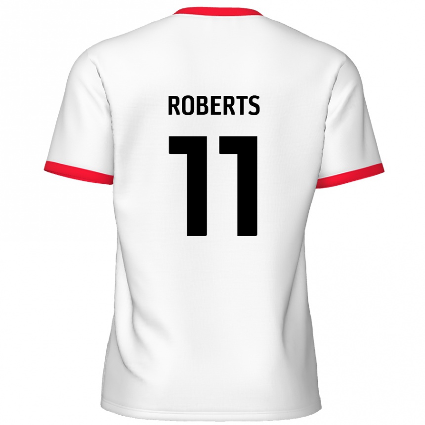 Niño Fútbol Camiseta Jordan Roberts #11 Blanco Rojo 1ª Equipación 2024/25